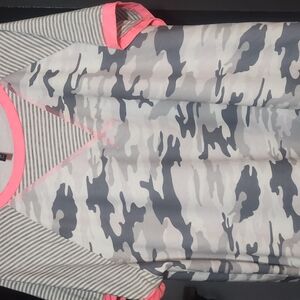 Camo and Striped Tee with Pink Accents